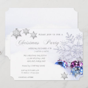 Christmas Snowflakes Balls, Corporate Party Invitation