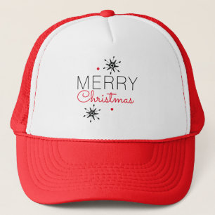 Christmas Snowflakes Black and Red Trucker Hat