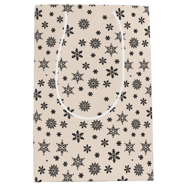 Christmas snowflakes black and white Gift Bag (Front)