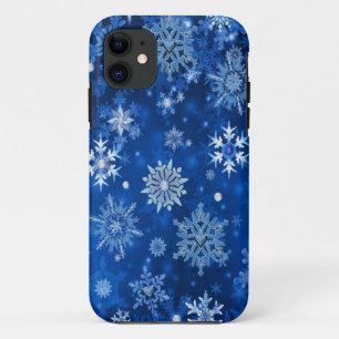 Christmas Snowflakes Blue and Silver iPhone 11 Case
