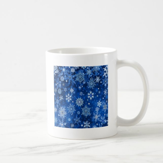 Christmas Snowflakes Blue and Silver Coffee Mug (Right)