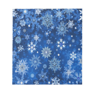 Christmas Snowflakes Blue and Silver Notepad
