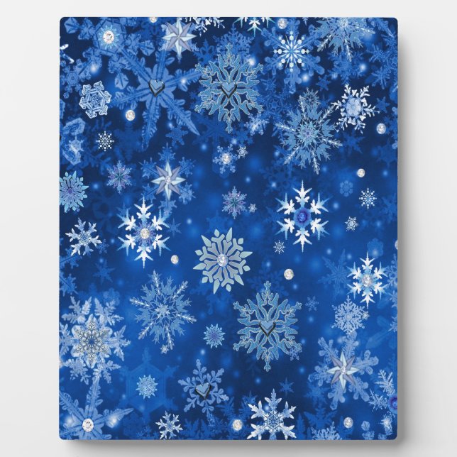 Christmas Snowflakes Blue and Silver Plaque (Front)