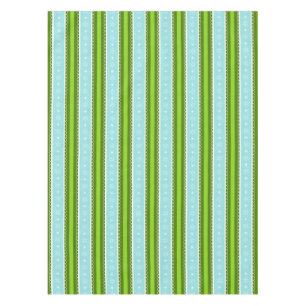 Christmas Snowflakes Blue & Green Stripe Pattern Tablecloth