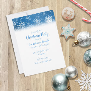 Christmas snowflakes Blue Invitation
