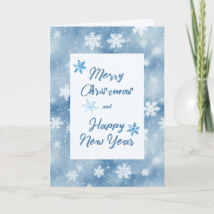 Christmas Snowflakes Blue Watercolor Holiday Card
