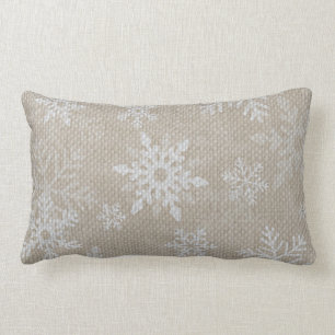Christmas Snowflakes Burlap Pillow