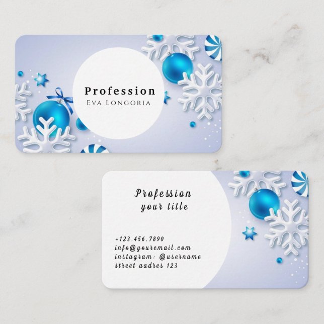 Christmas Snowflakes Business Card (Front/Back)