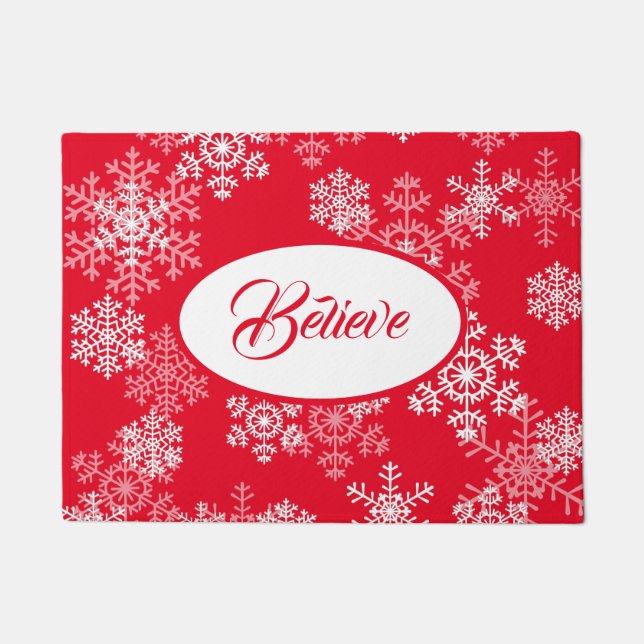 Christmas Snowflakes Doormat-Believe Doormat (Front)