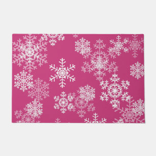 Christmas Snowflakes Doormat-Magenta Pink Doormat