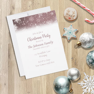 Christmas Snowflakes Dusty Rose Invitation
