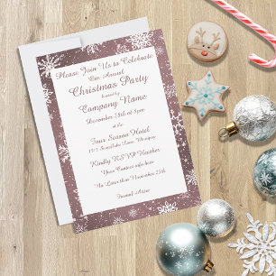 Christmas Snowflakes Dusty Rose Invitation