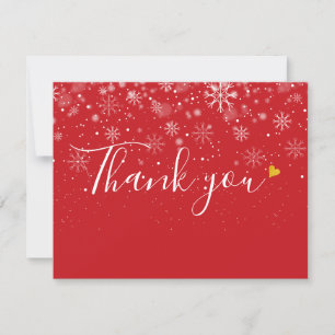 Christmas Snowflakes Elegant Script Business Thank You Card