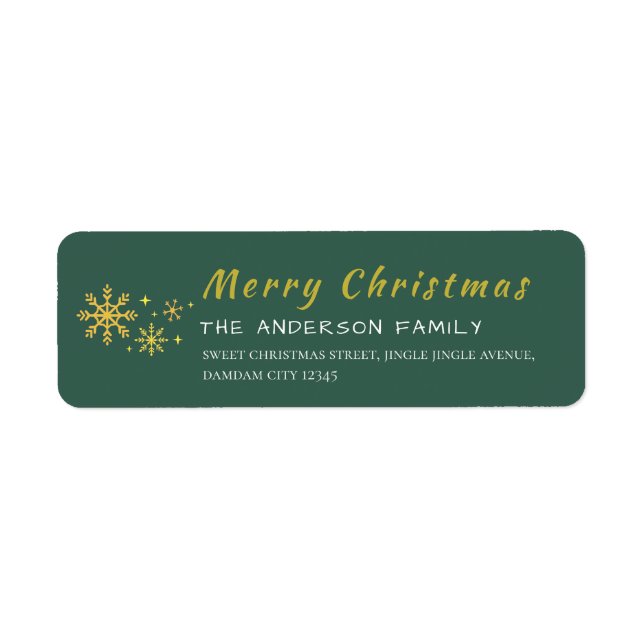 Christmas Snowflakes Elegant Simple Return Address Label (Front)