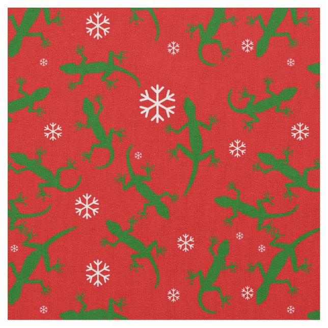christmas snowflakes geckos fabric (Close Up)