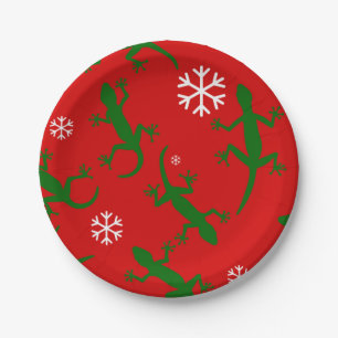 christmas snowflakes geckos paper plate