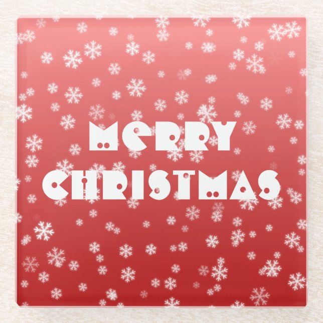 Christmas Snowflakes Glass Coaster (Front)