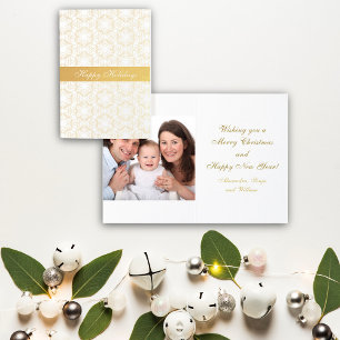 Christmas Snowflakes Gold Personalised Photo Foil Card