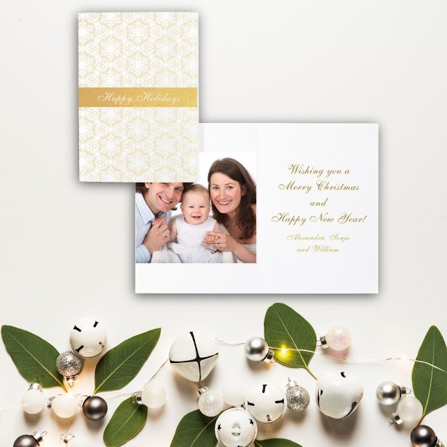 Christmas Snowflakes Gold Personalised Photo Foil Card (Creator Uploaded)