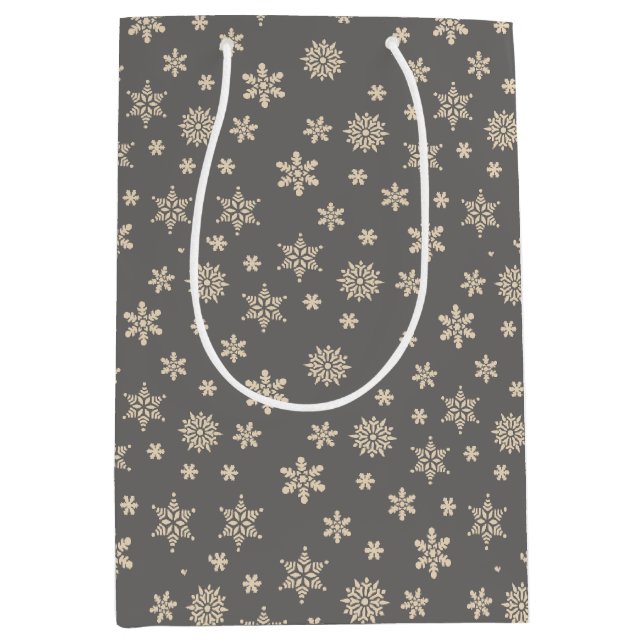 Christmas snowflakes gray and white Gift Bag (Front)