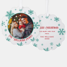 Christmas Snowflakes Green Red Photo