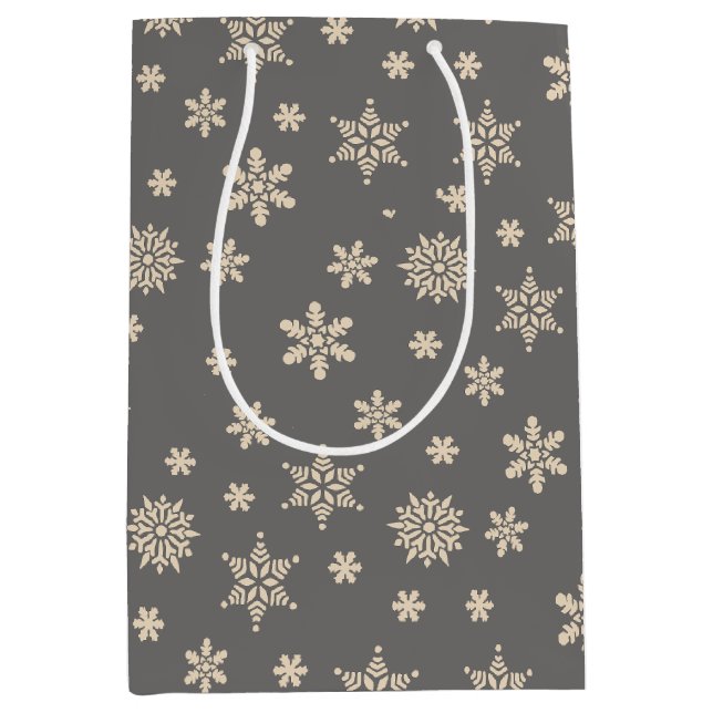 Christmas snowflakes grey and white Gift Bag (Front)