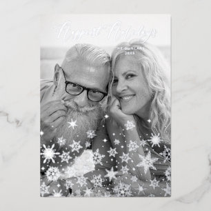 Christmas Snowflakes Happiest Holidays Family Foil Holiday Card