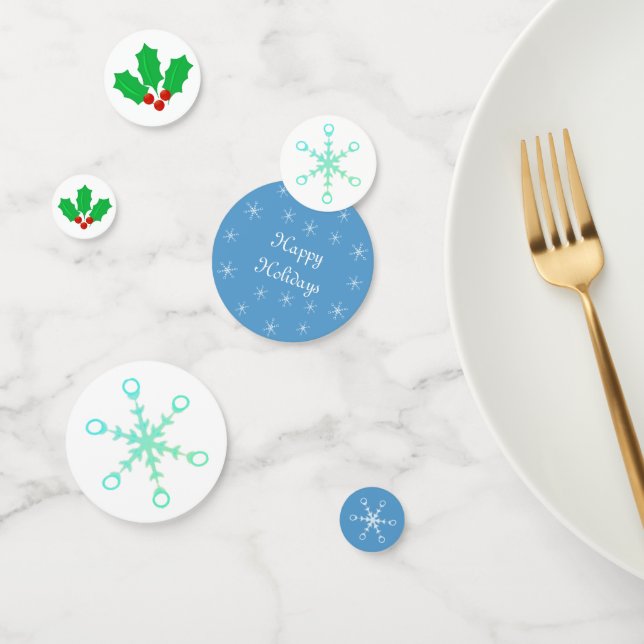 Christmas snowflakes & holly berry Table Confetti (Group)