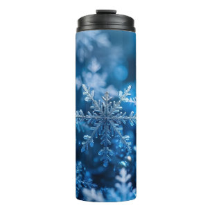 Christmas Snowflakes In Blue Colour Digital Art Thermal Tumbler