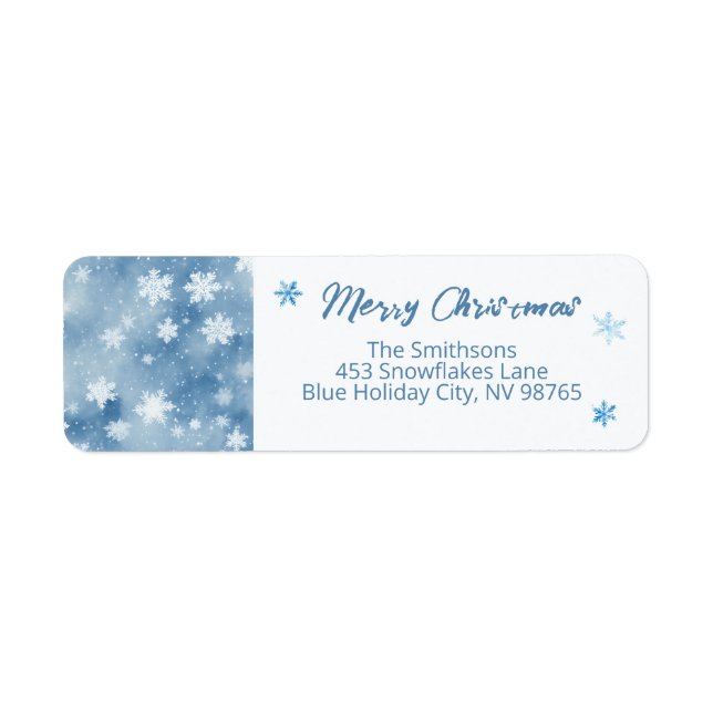 Christmas Snowflakes Light Blue Sky Return Address Label (Front)