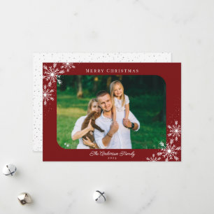 Christmas Snowflakes Merry Christmas Photo Holiday Card