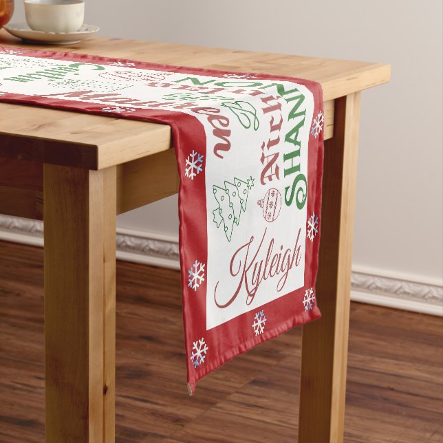 Christmas Snowflakes Names and Ornaments  Short Table Runner (In Situ)