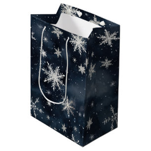 Christmas Snowflakes Night Sky Medium Gift Bag