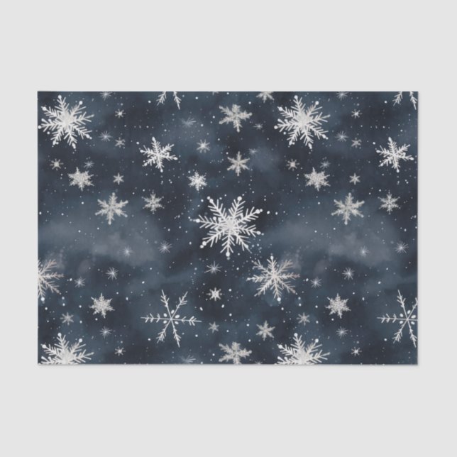 Christmas Snowflakes Night Sky Tissue Paper (Front)