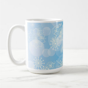 Christmas snowflakes on a blue background          coffee mug