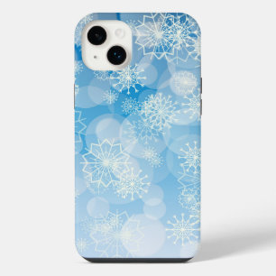 Christmas snowflakes on a blue background iPhone 14 plus case