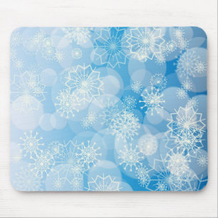 Christmas snowflakes on a blue background mouse pad