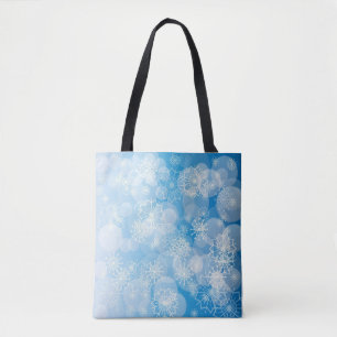 Christmas snowflakes on a blue background         tote bag