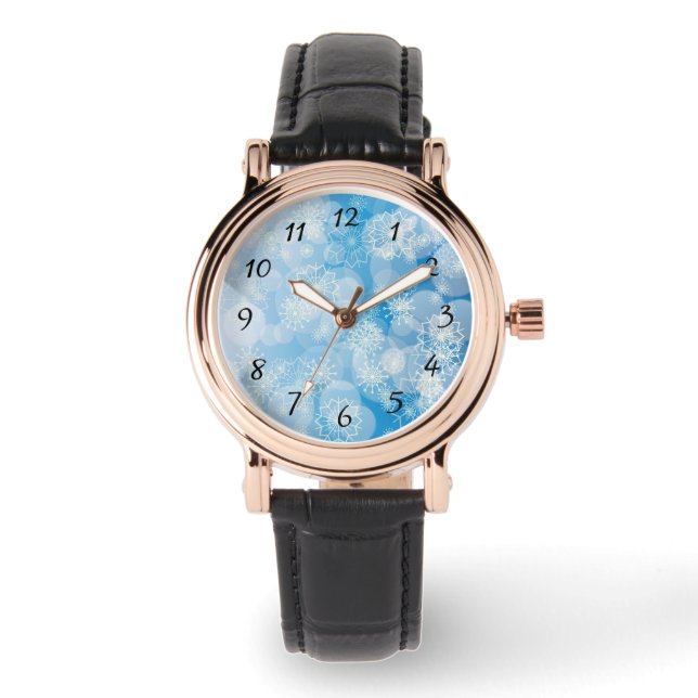 Christmas snowflakes on a blue background         watch (Front)