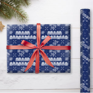 Christmas Snowflakes on Gemstone Blue Wrapping Paper