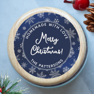 Christmas Snowflakes on Gradient Blue Classic Round Sticker