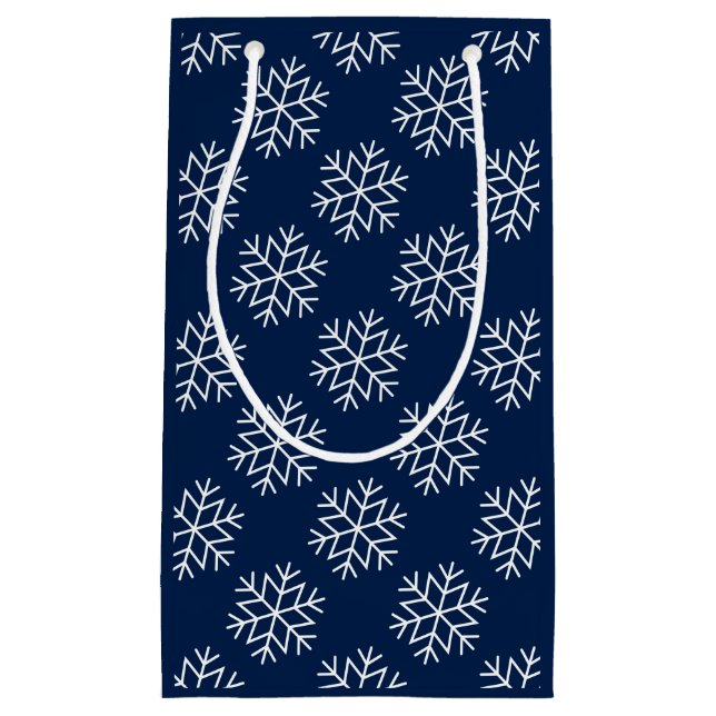 Christmas Snowflakes on Navy Blue Bag (Front)