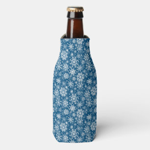 Christmas snowflakes pattern blue bottle cooler