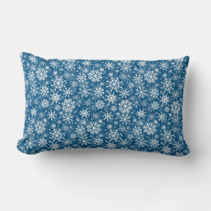 Christmas snowflakes pattern blue lumbar cushion