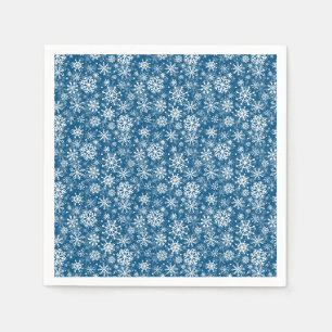 Christmas snowflakes pattern blue napkin