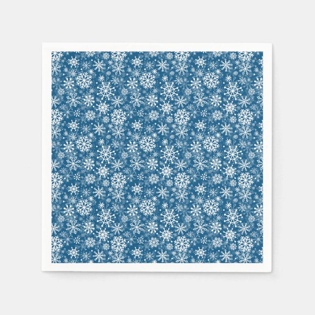 Christmas snowflakes pattern blue napkin (Front)