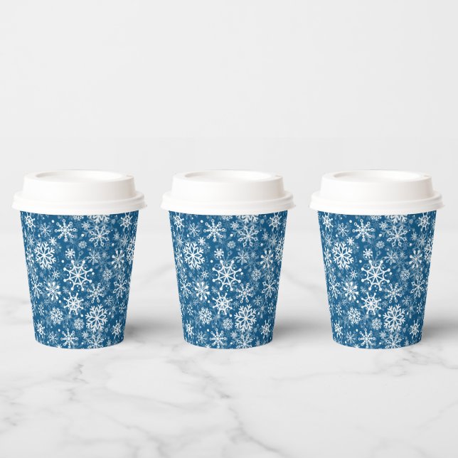Christmas snowflakes pattern blue paper cups (Multi)