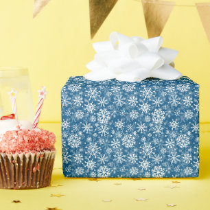 Christmas snowflakes pattern blue wrapping paper