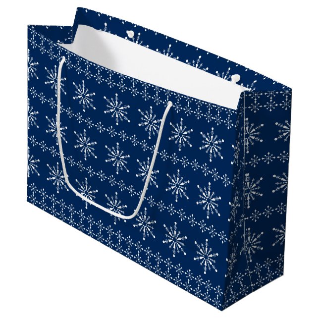 Christmas Snowflakes pattern custom background 2 Large Gift Bag (Front Angled)