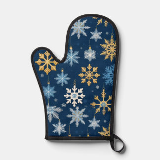Christmas snowflakes pattern oven mitt